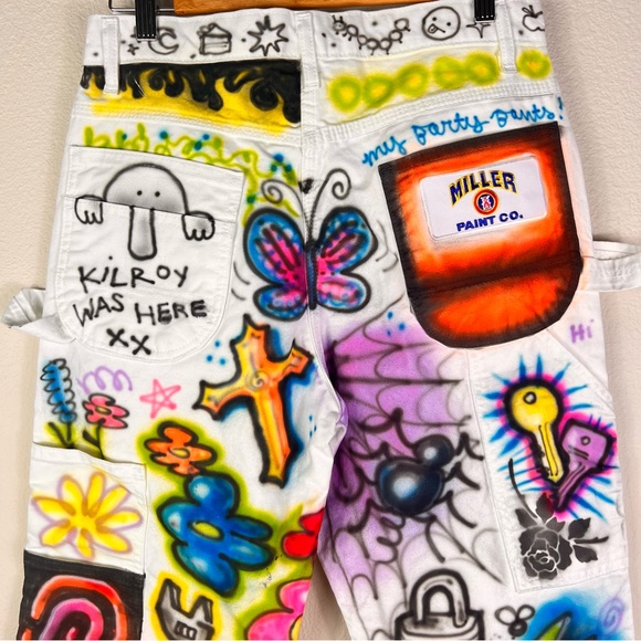 Small Women’s Graffiti Art Spray Art Painters Pants Street Wear 30 x 30 - Picture 7 of 17